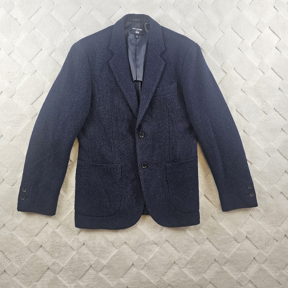 Ines De La Fressange x Uniqlo Tweed Navy Blazer Womens Small Navy Blue Wool